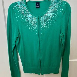 GAP Teal Cardigan with Sequin Details